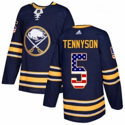 Youth Adidas Buffalo Sabres 5 Matt Tennyson Authentic Navy Blue USA Flag Fashion NHL Jersey 