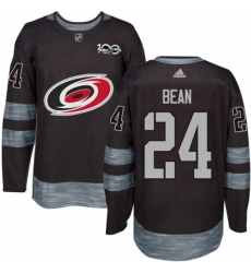 Mens Adidas Carolina Hurricanes 24 Jake Bean Authentic Black 1917 2017 100th Anniversary NHL Jersey 