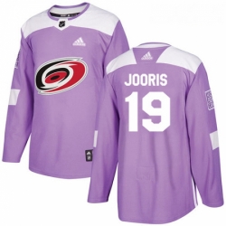 Youth Adidas Carolina Hurricanes 19 Josh Jooris Authentic Purple Fights Cancer Practice NHL Jersey 