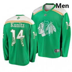 Blackhawks 14 Chris Kunitz Green 2019 St  Patrick Day Adidas Jersey