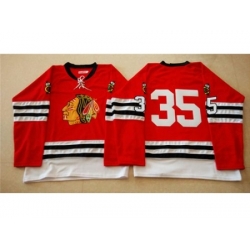 Chicago Blackhawks #35 Tony Esposito Red Mitchell And Ness 1960-61 Stitched NHL Jersey