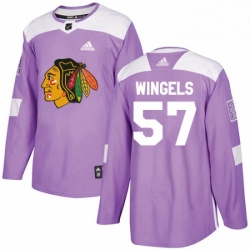 Mens Adidas Chicago Blackhawks 57 Tommy Wingels Authentic Purple Fights Cancer Practice NHL Jersey 