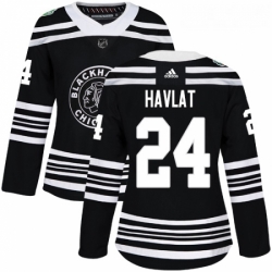 Womens Adidas Chicago Blackhawks 24 Martin Havlat Authentic Black 2019 Winter Classic NHL Jersey 