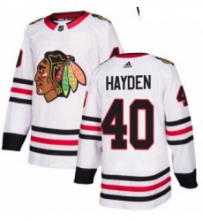 Womens Adidas Chicago Blackhawks 40 John Hayden Authentic White Away NHL Jersey 