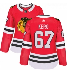 Womens Adidas Chicago Blackhawks 67 Tanner Kero Authentic Red Home NHL Jersey 