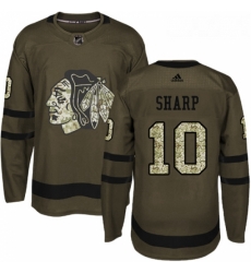 Youth Adidas Chicago Blackhawks 10 Patrick Sharp Authentic Green Salute to Service NHL Jersey 