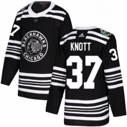 Youth Adidas Chicago Blackhawks 37 Graham Knott Authentic Black 2019 Winter Classic NHL Jersey 