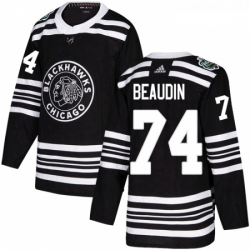 Youth Adidas Chicago Blackhawks 74 Nicolas Beaudin Authentic Black 2019 Winter Classic NHL Jerse