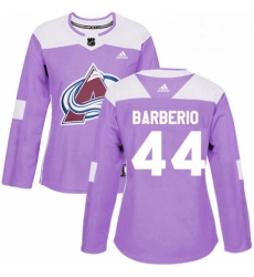 Womens Adidas Colorado Avalanche 44 Mark Barberio Authentic Purple Fights Cancer Practice NHL Jersey 