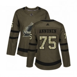 Womens Adidas Colorado Avalanche 75 Justus Annunen Authentic Green Salute to Service NHL Jersey 