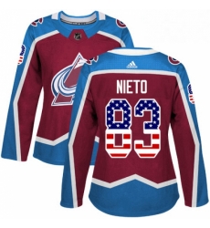 Womens Adidas Colorado Avalanche 83 Matt Nieto Authentic Burgundy Red USA Flag Fashion NHL Jersey 