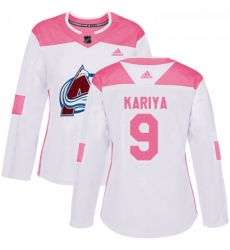 Womens Adidas Colorado Avalanche 9 Paul Kariya Authentic WhitePink Fashion NHL Jersey 