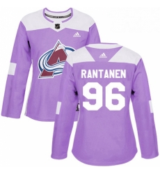 Womens Adidas Colorado Avalanche 96 Mikko Rantanen Authentic Purple Fights Cancer Practice NHL Jersey 