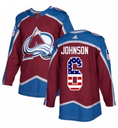 Youth Adidas Colorado Avalanche 6 Erik Johnson Authentic Burgundy Red USA Flag Fashion NHL Jersey 