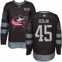 Mens Adidas Columbus Blue Jackets 45 Lukas Sedlak Premier Black 1917 2017 100th Anniversary NHL Jersey 