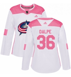 Womens Adidas Columbus Blue Jackets 36 Zac Dalpe Authentic WhitePink Fashion NHL Jersey 