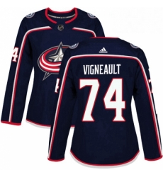 Womens Adidas Columbus Blue Jackets 74 Sam Vigneault Authentic Navy Blue Home NHL Jersey 