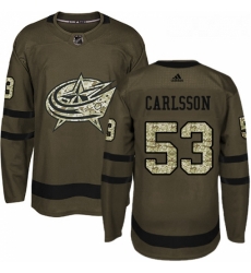 Youth Adidas Columbus Blue Jackets 53 Gabriel Carlsson Premier Green Salute to Service NHL Jersey 