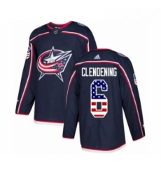 Youth Adidas Columbus Blue Jackets 6 Adam Clendening Authentic Navy Blue USA Flag Fashion NHL Jersey 