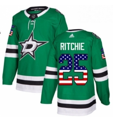 Mens Adidas Dallas Stars 25 Brett Ritchie Authentic Green USA Flag Fashion NHL Jersey 