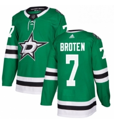 Mens Adidas Dallas Stars 7 Neal Broten Authentic Green Home NHL Jersey 