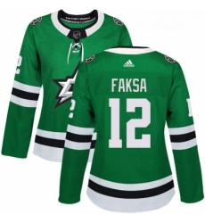 Womens Adidas Dallas Stars 12 Radek Faksa Authentic Green Home NHL Jersey 