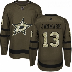 Youth Adidas Dallas Stars 13 Mattias Janmark Authentic Green Salute to Service NHL Jersey 