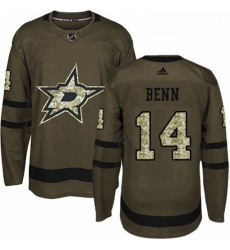 Youth Adidas Dallas Stars 14 Jamie Benn Authentic Green Salute to Service NHL Jersey 