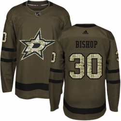 Youth Adidas Dallas Stars 30 Ben Bishop Premier Green Salute to Service NHL Jersey 