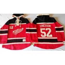 Detroit Red Wings 52 Jonathan Ericsson Red Sawyer Hooded Sweatshirt Stitched NHL Jersey