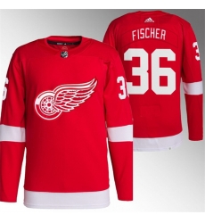 Men Detroit Red Wings 36 Christian Fischer Red Stitched Jersey