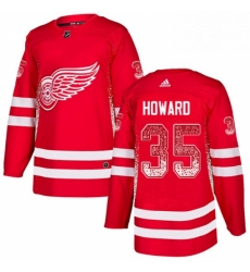 Mens Adidas Detroit Red Wings 35 Jimmy Howard Authentic Red Drift Fashion NHL Jersey 