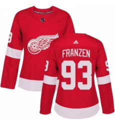 Womens Adidas Detroit Red Wings 93 Johan Franzen Premier Red Home NHL Jersey 