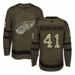 Youth Adidas Detroit Red Wings 41 Luke Glendening Premier Green Salute to Service NHL Jersey 