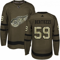 Youth Adidas Detroit Red Wings 59 Tyler Bertuzzi Authentic Green Salute to Service NHL Jersey 