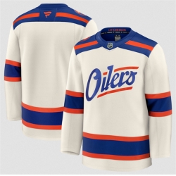Men Edmonton Oilers Blank Light Beige Alternate Stitched Hockey Jersey