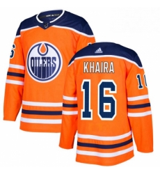 Mens Adidas Edmonton Oilers 16 Jujhar Khaira Premier Orange Home NHL Jersey 