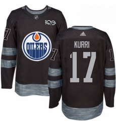 Mens Adidas Edmonton Oilers 17 Jari Kurri Authentic Black 1917 2017 100th Anniversary NHL Jersey 