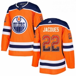 Mens Adidas Edmonton Oilers 22 Jean Francois Jacques Authentic Orange Drift Fashion NHL Jersey 