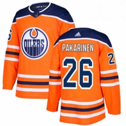 Mens Adidas Edmonton Oilers 26 Iiro Pakarinen Premier Orange Home NHL Jersey 