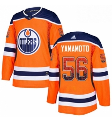 Mens Adidas Edmonton Oilers 56 Kailer Yamamoto Authentic Orange Drift Fashion NHL Jersey 