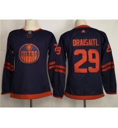 Women Adidas Edmonton Oilers #29 Leon Draisaitl Navy 50th Anniversary Adidas Jersey A patch