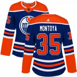 Womens Adidas Edmonton Oilers 35 Al Montoya Authentic Royal Blue Alternate NHL Jersey 