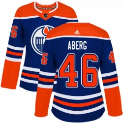 Womens Adidas Edmonton Oilers 46 Pontus Aberg Authentic Royal Blue Alternate NHL Jerse