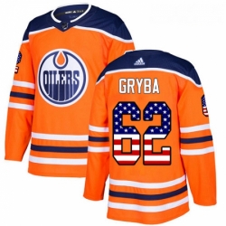 Youth Adidas Edmonton Oilers 62 Eric Gryba Authentic Orange USA Flag Fashion NHL Jersey 