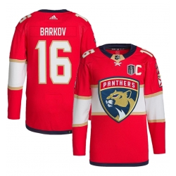 Men Florida Panthers 16 Aleksander Barkov Red 2024 Stanley Cup Final Patch Stitched Jersey