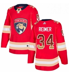 Mens Adidas Florida Panthers 34 James Reimer Authentic Red Drift Fashion NHL Jersey 