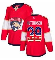 Mens Adidas Florida Panthers 39 Michael Hutchinson Authentic Red USA Flag Fashion NHL Jersey 