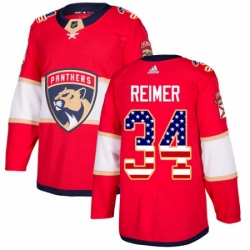 Youth Adidas Florida Panthers 34 James Reimer Authentic Red USA Flag Fashion NHL Jersey 