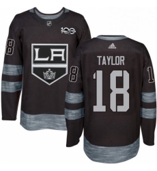 Mens Adidas Los Angeles Kings 18 Dave Taylor Premier Black 1917 2017 100th Anniversary NHL Jersey 